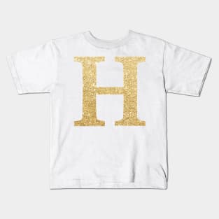 The Letter H Gold Metallic Design Kids T-Shirt